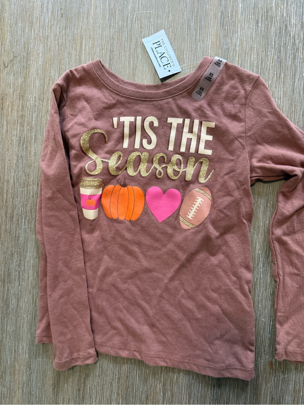 The Children's Place Mauve Long Sleeve 'Tis The Season Graphic Tee
